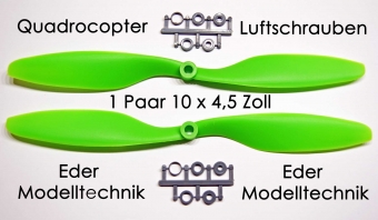 Quadcopter Propeller ABS Glasfaserverstärkt 1 Paar 10x4.5 Rechts und Linkslauf grün