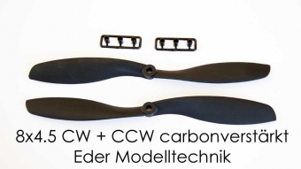 Quadcopter Propeller Nylon Kohle/Carbonverstärkt 1 Paar 8x4.5 Rechts und Linkslauf schwarz 5mm