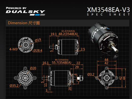Dualsky XM3548EA-8 V3 920KV Außenläufer