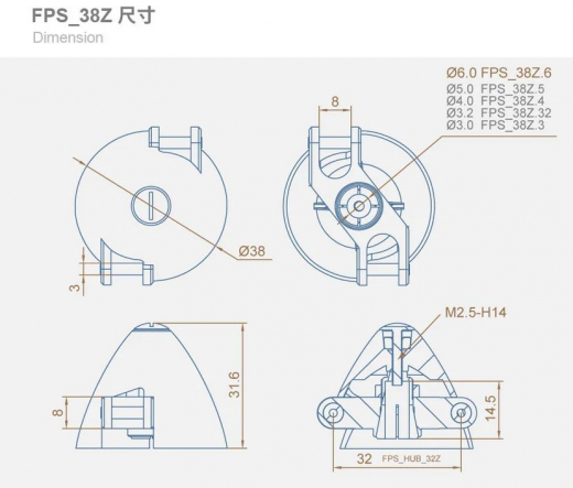 FPS - Folding Propeller Spinner FPS_38Z.4 4mm Welle