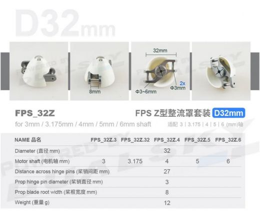 FPS - Folding Propeller Spinner FPS_32Z.6 6mm Welle